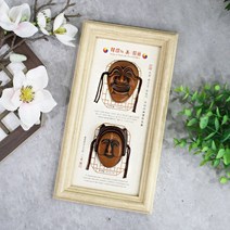 아리공방 전통 원목 하회탈 액자 장식품 외국인선물 바이어선물 액막이 전통적인선물 양반탈 부네탈 집들이선물, 세로형, 한지포장