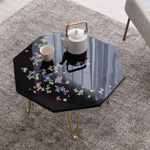 아르데커쉘 팔각 나비 테이블 600 자개테이블 나전칠기 쇼파테이블 나전칠기 명장의 작품, 블랙