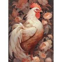 10종 diy 물감 피포페인팅 꽃밭속 수탉 웅계 부귀공명 금계 닭띠 알록달록 닭그림 가정 행복 돈들어오는 명화따라그리기 가게오픈선물유화그림그리기셋트 최신상, 꽃밭속 수탉 웅계 그리기09(캔버스형40*50cm)