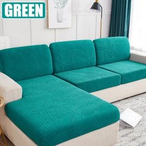 조약돌소파 자카드 소재 두꺼운 엘라스틱 소파 쿠션 좌석 커버 자형, Green+Enlarge 1
