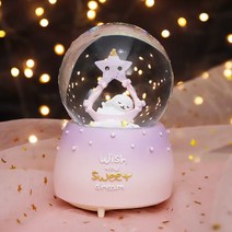 스노우볼 크리스마스 드림 핑크 토끼 뮤직 박스 스노우 크리스탈 볼 장식 어린이 소녀 생일 선물, 음악 + 조명 + 자동 눈 + 내부