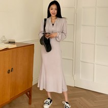 퍼니걸스 6216 후드 지퍼 핀턱 머메이드 롱 원피스 여성의류