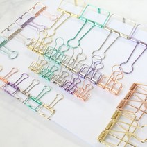 사무용 클립 집게 바인더 더블클립 메탈 로즈 골드, 중_바이올렛