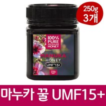 뉴질랜드 마누카 꿀 허니 umf15+ 벌꿀 100%, 3개, 250g