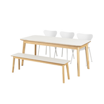 까사미아 일상고백 For casamiashop 리에토 HPM 사각테이블 6인 A형벤치1＋의자3, 그레이
