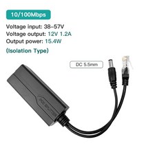 표준 POE 분배기 48V ~ 5V 12V 1.2A 2.2A 마이크로 USB type-C 100M/1000M POE 카메라 인젝터 전원 공급 장, 02 100M DC12V 1.2A