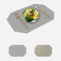 DND마켓 양면 식탁 매트 방수 가죽 테이블 컵 받침대 (매트4개+컵받침대4개) (주)존글로벌, 그레이 + 딥베이지