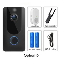 IoT Ai 인터폰 비디어폰 설치 교체 V7 스마트 초인종 카메라 IP 1080P 전화 도어 벨 아파트 IR 알람 무선, 05 Option D_03 AU 플러그