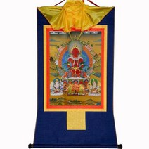 탱화 티벳 천주 석가모니 경면주사 thangka 표구사 탱화 불화 달마도 참선 불교미술 Gandhanra 수제 티베트어 회화 예술 manjusri(지혜 부처) 불교 벽 2, xl(120cm-82cm), 파란색