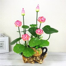 불교 연꽃 조화 꽃 식수지 냄비 부처님 작은 양복 플라스틱 인공 작은 웨딩 봉오리 인공, 주전자 냄비 PU 연꽃 분말