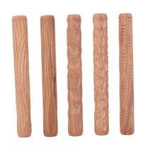 5pcs 도자기 도구 나무 핸드 롤러 점토 점토 스탬프 점토 패턴 롤러, 하나, 보여진 바와 같이