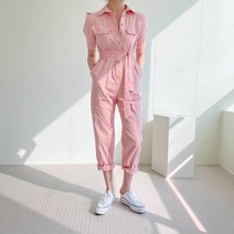 티츠 반팔 롤업 핑크 퍼프 점프수트 2color