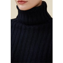 난돌라 볼드 리브 하이넥 니트 원피스 블랙 (6026247)
