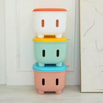 로즈소녀하우스 아기 장난감정리함 수납박스 수납스툴 공간박스, 화이트+파랑뚜껑