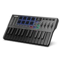 Donner USB MIDI 키보드 컨트롤러 25열쇠 벨로시티 대응 터치식 슬라이더 OLED 스크린 백라이트 첨부 패드 음악 제작 Mac・PC대응 일본어 설명서 블랙 DMK-25 PRO