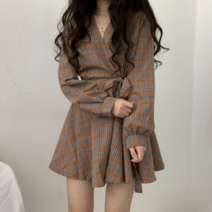 상견례 체크 하객 김소연 이보영 니트 롱원피스 오버핏 여성 30대 40대 가을 겨울 루즈핏 자켓 레드 박시