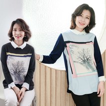 T55727 B갤러리 카라배색 스판 블라우스