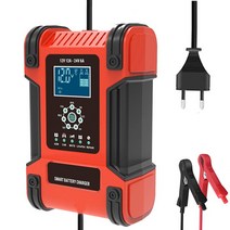 EAFC 자동차배터리충전기 배터리재생기 12V 24V 자동차 배터리 충전기 펄스 LCD 디스플레이 오토바이 AGM, 02 Red EU Plug