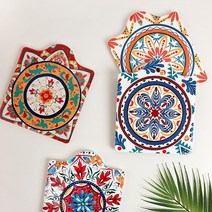 화사한 냄비받침 도자기 코르크 냄비받침대, 냄비받침대 - A(레드)