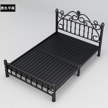 북유럽 철제 침대프레임 엔틱 싱글 더블 침실꾸미기 매트리스받침대, 블랙+ 침대 보드