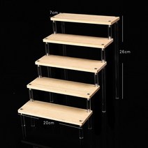 나무사다리 2/3/4/5 레이어 스탠드 핸디 빌딩 블록 장난감 모델 사다리 선반 인형 손 사무실 화장품 아크릴, 41 5 Layer 20x7cm Wood