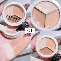 컨실러스틱 컨실러파레트 3 색 컨실러 팔레트 오래 지속되는 커버 다크 서클 여드름 모공 크림 쉐이딩 하이라이터 보습 페이스 메이크업 코믹, [01] 01