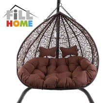 하중 250KG 특 대형 벤티 2인 그네의자 (U자형 필홈그네의자), 브라운 쿠션