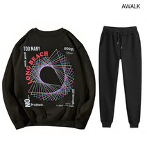 어워크 특양 오버핏 봄 가을 맨투맨 조거팬츠 트레이닝복 상하의 세트 스퀘어 홈웨어 시밀러룩 커플룩