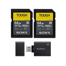 소니 64GB SFM 시리즈 고속 터프 SD 카드(2팩) MRWS1 UHSII USB 3.1 리더 번들(3개 품목)