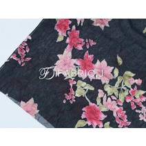 패브릭제이 새틴 프린트 번아웃 주름 플라워원단 FJ-052