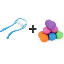 골프공마사지 뒷목 마사지기+스트레칭 땅콩 마사지볼, 더블볼 랜덤발송_블루