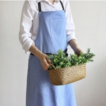 강남콩 앞치마 스트라이프 버튼 원피스형 줄무늬 남성용 어린이집 선생님 끈 추천, 1개, 블루