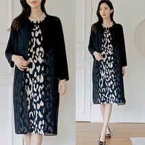 엄마옷 드리다 DO21303 가을 레오파드 쉬폰 가디건 정장 빅사이즈 원피스 베이지 카키 고급 40대 미시옷 50대 중년여성의류 옷선물 상견례 결혼식 하객 모임 마담 아울렛몰