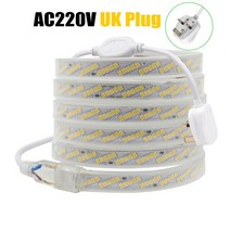 320LED/m LED 스트립 조명 비스듬한 5 열 SMD 2835 조도 조절 가능 밝은 AC 220V 230V 240V 로프 IP67 야외 실내 장식, [02] With 220V UK Plug, [16] 16m, [03] Natural White