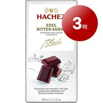 Hachez 하세스 독일 직배송 에델 비터크림 초콜릿 바 100g Edel Tafel Bitter Sahne schokolade, 3팩