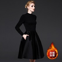 뱃살커버 미시 40대 봄가을 프리미엄 50대 우아한 커리어우먼 여성 더블버튼원피스 벨티드 A라인