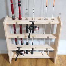 아름데코 원목 낚시대 멀티 로드 거치대 7구+9구, 원목색