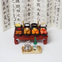 납골당꾸미기 미니어처 1인 제사상 (퇴주상선물) 장식 상차림 추모관 봉안당 교자상 제례용품, 1.참이슬소주