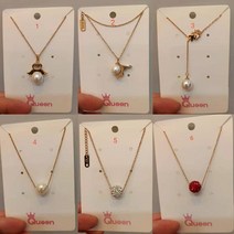 CROWN 알러지 변색 없는 써지컬스틸 여자 로즈골드 큐빅 진주 목걸이 C212
