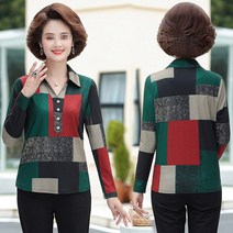 뉴타임즈10/ 중년 엄마 가을 셔츠 칼라 티 상의 40-50대 중노년 여성복 오버핏 빅 사이즈소매 이너 XT74 C11