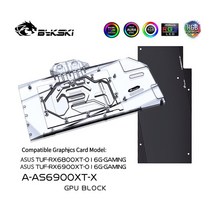 6800XT Bykski GPU 블록 ASUS TUF RX 6900XT O16G용 풀 커버 액체 냉각기 수냉, 01 With backplate_01 RGB