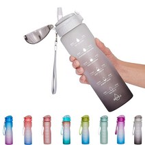 NOOFORMER 680.4g(24온스) / 946.4ml(32온스) 동기 부여 물병 타임 마커 및 빨대 포함 - 워터 트래커 병 누출 방지 BPA 프리 피트니스 스포츠 야외, A11-32oz-Ombre White/Gray