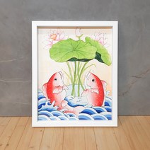 나봄갤러리 약리도 (40X31) 잉어그림 액자, 2.심플 화이트 액자