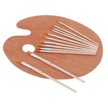 GHSHOP 12pcs 유화 브러시 키트 구 아슈 브러시 수채화 브러시 나무 팔레트와 나일론 브러시, 설명, 멀티, 설명