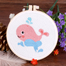 오꿈 펀치니들 패키지 자수 수예 kit, 01 고래, 15cm