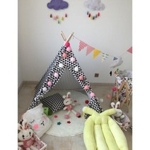 파스텔 컬러풀 인디언 텐트 북유럽 인테리어 실내 놀이방, 1.6m 블랙 삼각