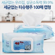 항균티슈 캡형 100매 살균소독력 99.9% 세정티슈 행주, 10개