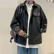 만씬 남자 가죽 코트 멋 기계 가죽 재킷