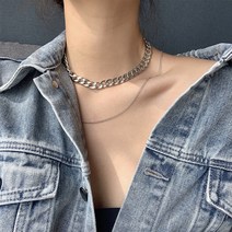 일호장신구 두줄사슬 굵은목걸이[써지컬스틸] 개별 카드택 포장 선물상자 증정
