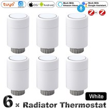 엑추에이터 ZigBee3.0 Tuya 스마트 TRV 온도 조절 식 라디에이터 액추에이터 프로그래밍 밸브 컨트롤러 서, 06 6pcs Actuator-White
